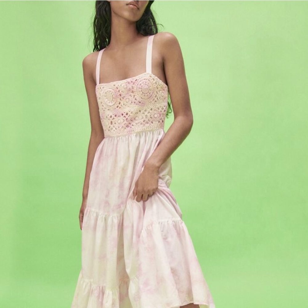 ZARA NWT CROCHET TIE-DYE DRESS S